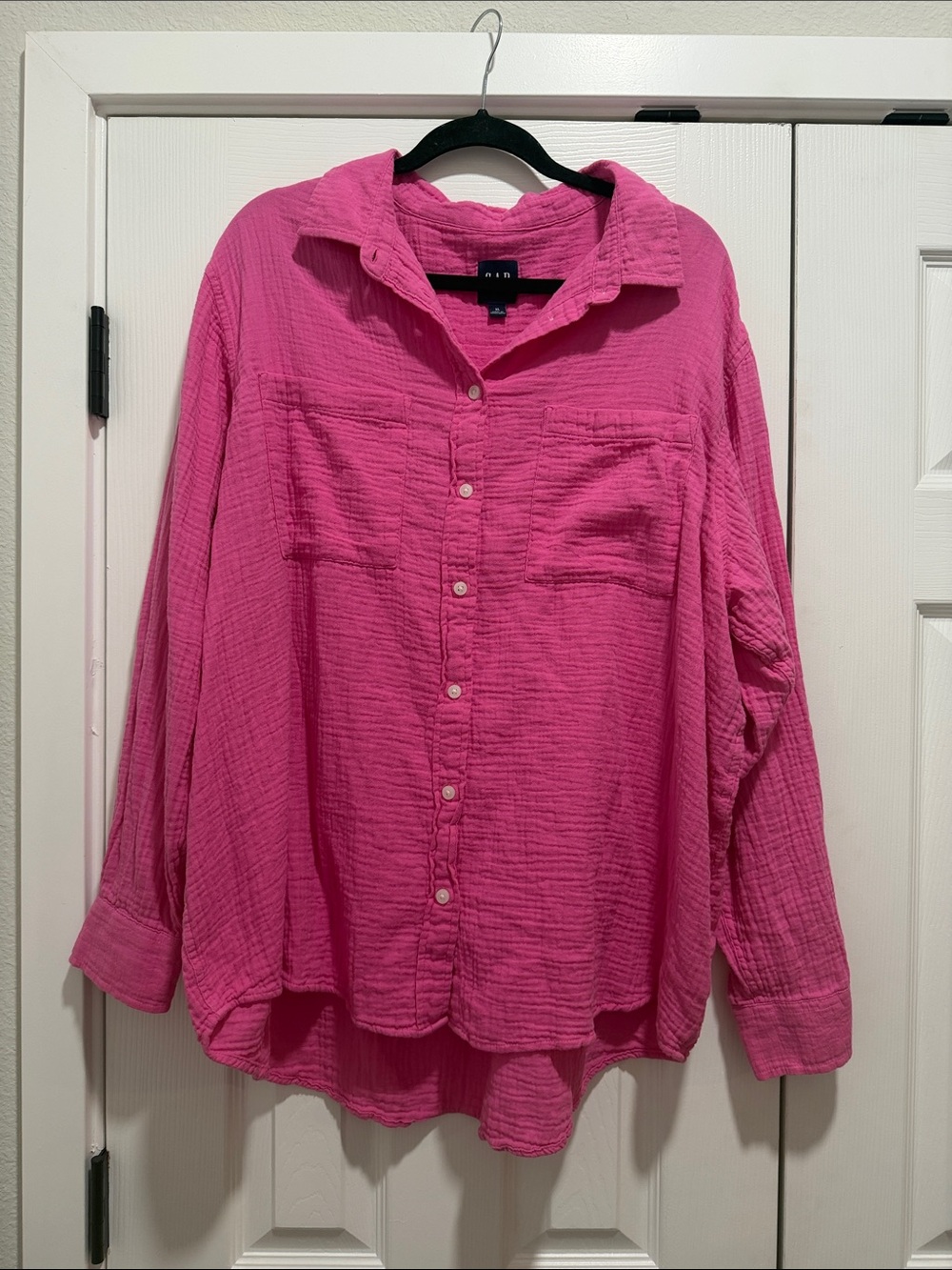 Gap Hot Pink Gauze Button-Down Shirt XL